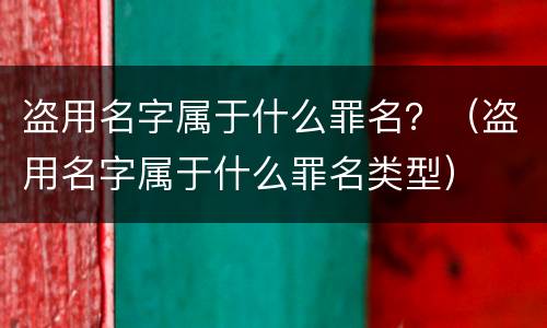盗用名字属于什么罪名？（盗用名字属于什么罪名类型）