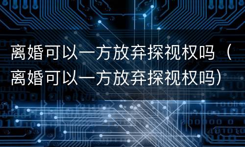 离婚可以一方放弃探视权吗（离婚可以一方放弃探视权吗）