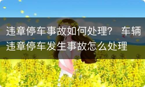 违章停车事故如何处理？ 车辆违章停车发生事故怎么处理