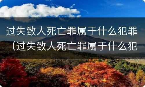 过失致人死亡罪属于什么犯罪（过失致人死亡罪属于什么犯罪类别）