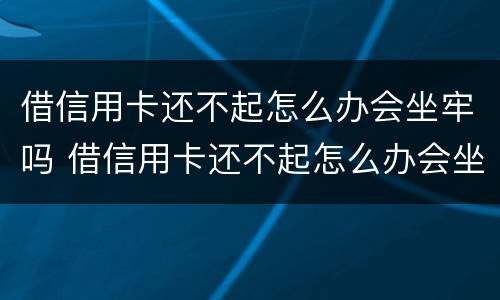借信用卡还不起怎么办会坐牢吗 借信用卡还不起怎么办会坐牢吗知乎