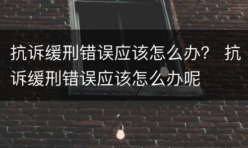 抗诉缓刑错误应该怎么办？ 抗诉缓刑错误应该怎么办呢