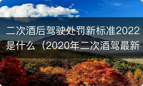 二次酒后驾驶处罚新标准2022是什么（2020年二次酒驾最新标准及处罚）