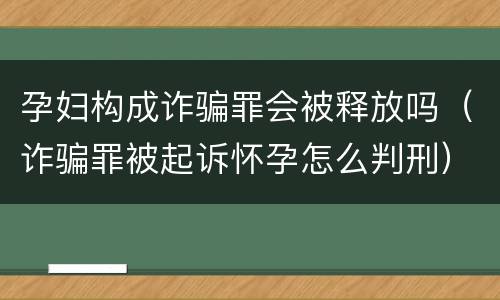 孕妇构成诈骗罪会被释放吗（诈骗罪被起诉怀孕怎么判刑）