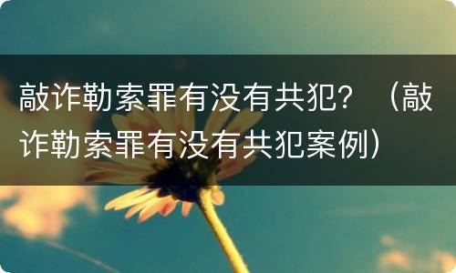 敲诈勒索罪有没有共犯？（敲诈勒索罪有没有共犯案例）