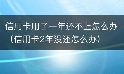 信用卡用了一年还不上怎么办（信用卡2年没还怎么办）