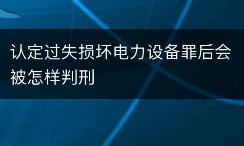 认定过失损坏电力设备罪后会被怎样判刑
