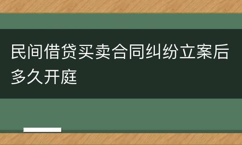 民间借贷买卖合同纠纷立案后多久开庭