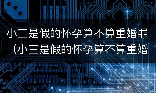 小三是假的怀孕算不算重婚罪（小三是假的怀孕算不算重婚罪呢）