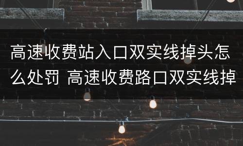 高速收费站入口双实线掉头怎么处罚 高速收费路口双实线掉头