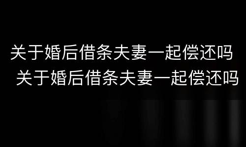 关于婚后借条夫妻一起偿还吗 关于婚后借条夫妻一起偿还吗怎么写