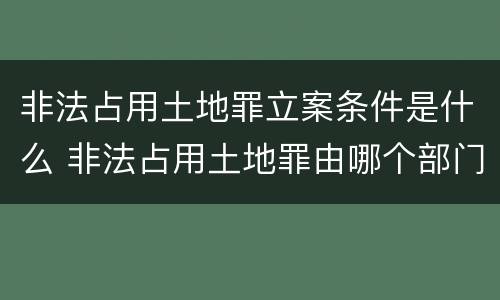 非法占用土地罪立案条件是什么 非法占用土地罪由哪个部门立案