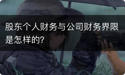 股东个人财务与公司财务界限是怎样的？