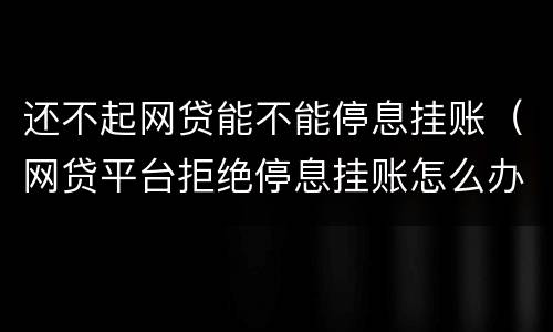 还不起网贷能不能停息挂账（网贷平台拒绝停息挂账怎么办）
