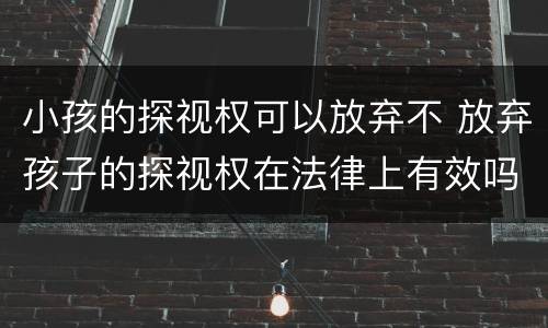小孩的探视权可以放弃不 放弃孩子的探视权在法律上有效吗