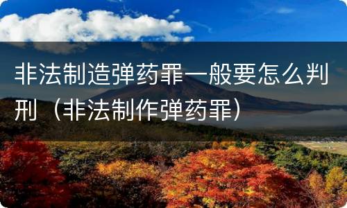 非法制造弹药罪一般要怎么判刑（非法制作弹药罪）