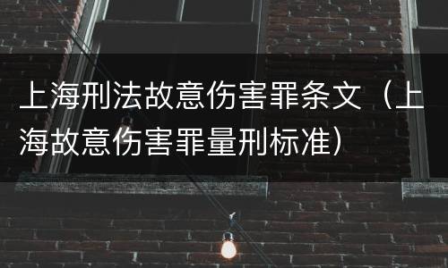 上海刑法故意伤害罪条文（上海故意伤害罪量刑标准）