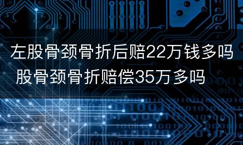 左股骨颈骨折后赔22万钱多吗 股骨颈骨折赔偿35万多吗