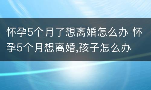 怀孕5个月了想离婚怎么办 怀孕5个月想离婚,孩子怎么办