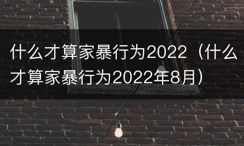 什么才算家暴行为2022（什么才算家暴行为2022年8月）