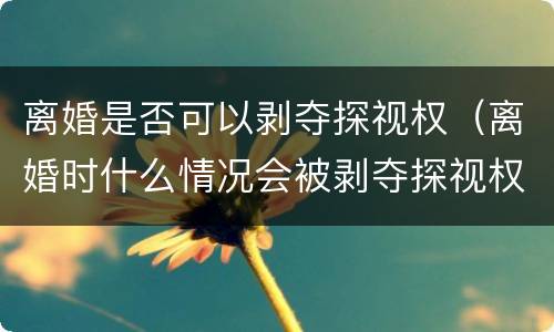 离婚是否可以剥夺探视权（离婚时什么情况会被剥夺探视权）
