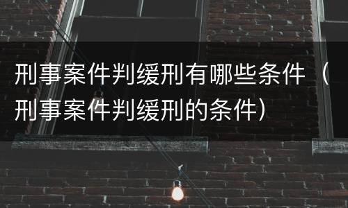 刑事案件判缓刑有哪些条件（刑事案件判缓刑的条件）