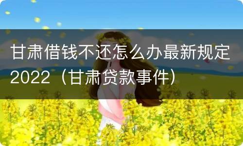 甘肃借钱不还怎么办最新规定2022（甘肃贷款事件）