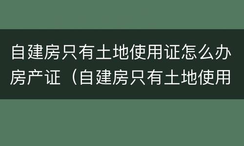 自建房只有土地使用证怎么办房产证（自建房只有土地使用证怎么办理房产证）