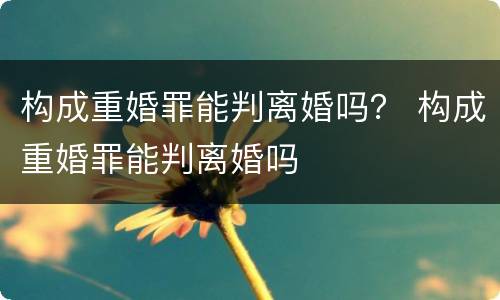 构成重婚罪能判离婚吗？ 构成重婚罪能判离婚吗
