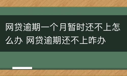 网贷逾期一个月暂时还不上怎么办 网贷逾期还不上咋办