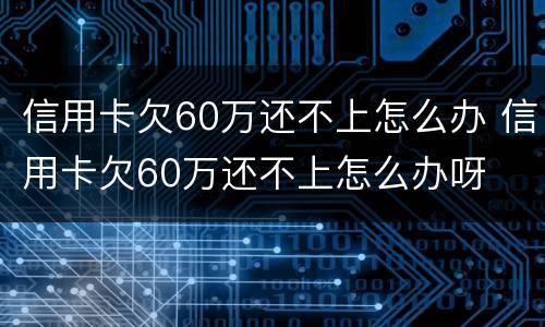 信用卡欠60万还不上怎么办 信用卡欠60万还不上怎么办呀