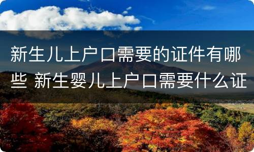 新生儿上户口需要的证件有哪些 新生婴儿上户口需要什么证件