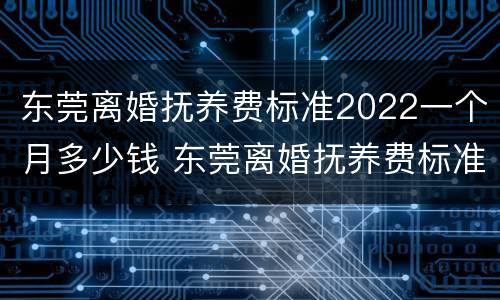 东莞离婚抚养费标准2022一个月多少钱 东莞离婚抚养费标准2020标准