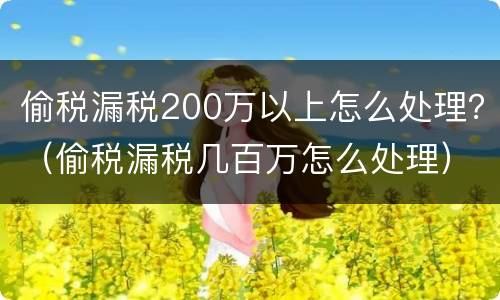偷税漏税200万以上怎么处理？（偷税漏税几百万怎么处理）