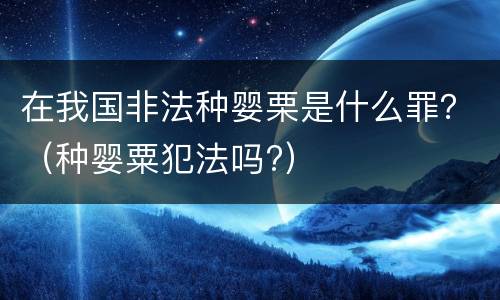 在我国非法种婴栗是什么罪？（种婴粟犯法吗?）