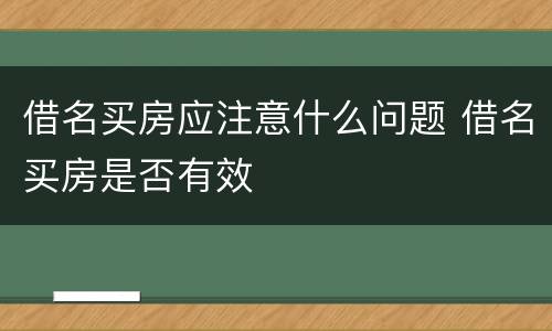 借名买房应注意什么问题 借名买房是否有效
