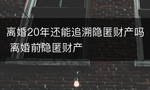 离婚20年还能追溯隐匿财产吗 离婚前隐匿财产