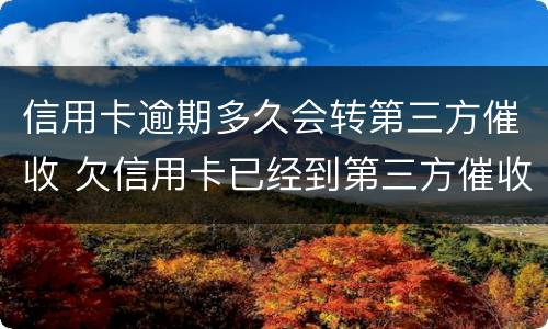 信用卡逾期多久会转第三方催收 欠信用卡已经到第三方催收了怎么办?