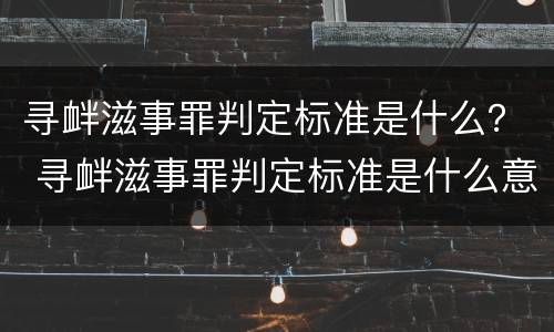 寻衅滋事罪判定标准是什么？ 寻衅滋事罪判定标准是什么意思