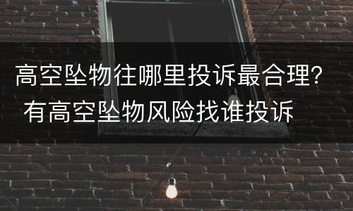 高空坠物往哪里投诉最合理？ 有高空坠物风险找谁投诉