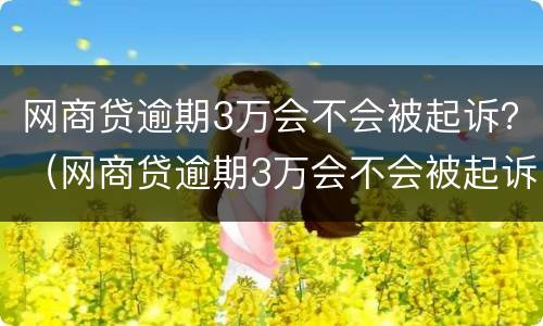 网商贷逾期3万会不会被起诉？（网商贷逾期3万会不会被起诉）