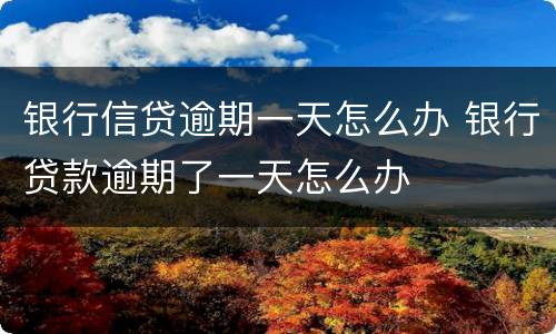 银行信贷逾期一天怎么办 银行贷款逾期了一天怎么办