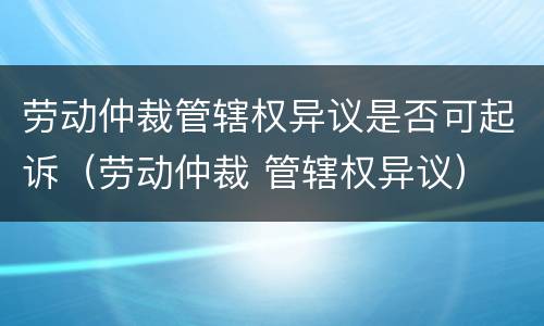 劳动仲裁管辖权异议是否可起诉（劳动仲裁 管辖权异议）