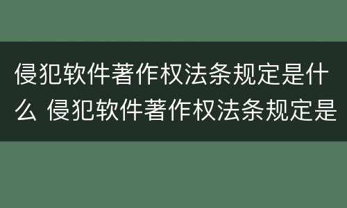 侵犯软件著作权法条规定是什么 侵犯软件著作权法条规定是什么意思