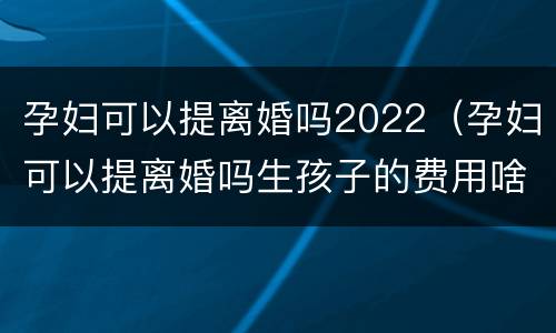 孕妇可以提离婚吗2022（孕妇可以提离婚吗生孩子的费用啥了谁出）