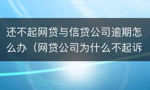 还不起网贷与信贷公司逾期怎么办（网贷公司为什么不起诉逾期者）