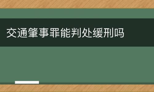 交通肇事罪能判处缓刑吗