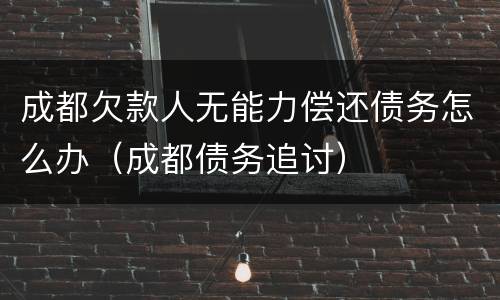 成都欠款人无能力偿还债务怎么办（成都债务追讨）