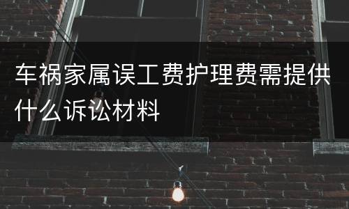 车祸家属误工费护理费需提供什么诉讼材料
