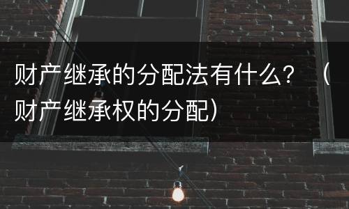 财产继承的分配法有什么？（财产继承权的分配）